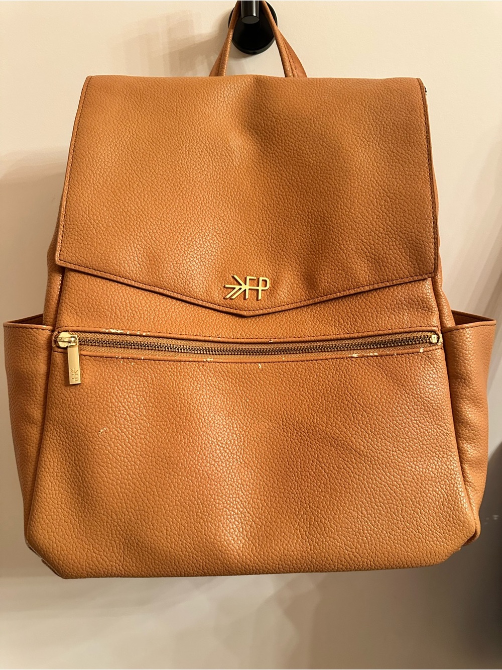 Freshly Picked Vegan Leather Diaper Bag, Cognac, Regular size